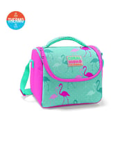Coral High Kids Su Yeşili Neon Pembe Flamingo Desenli Thermo Beslenme Çantası 11804