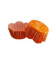 Cupcake Kalıbı Pet Kapsül Dalgalı Turuncu Yaprak Desenli Kek Kalıbı 65X38 MM (100 Adet)