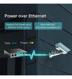 Tp-Link Tl-Sg1005Lp, 4 Port Poe + Ile 5 Port Gigabit Masaüstü Switch (Çok Renkli)