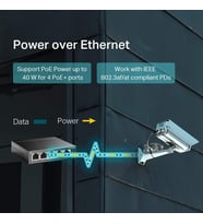 Tp-Link Tl-Sg1005Lp, 4 Port Poe + Ile 5 Port Gigabit Masaüstü Switch (Çok Renkli)