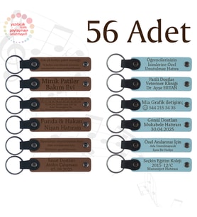 A Kahve & Gök Mavi, Kafe Müşterilerine Küçük Sürpriz, 56’li Set, Kişisel Yazılı Deri Hediyelik