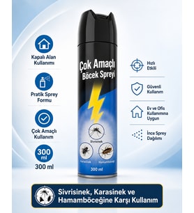 Çok Amaçlı Böcek Spreyi 300 ml Sivrisinek Karasinek Hamamböceği İçin Kapalı Alan Aerosol Sprey