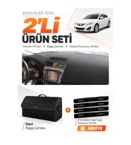 MAZDA 6 (2007-2013) Uyumlu Torpido Örtüsü + Deri Bagaj Çantası + Sticker Seti - Siyah