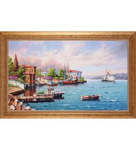 EV İŞYERİ OFİS İÇİN ALTIN ÇERÇEVELİ PASPARTULU TABLO VB649