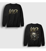 Presmono Unisex Siyah Skull V2 Slayer Sırt Baskılı Sweatshirt 517837tt