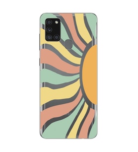 Samsung Galaxy A21S Uyumlu Güneş Desenli Şeffaf Telefon Kılıfı