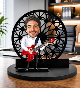 Kişiye Özel Karikatür Biblo – Fotoğrafa Özel Gitarist Tasarımı, Müzisyen ve Gitarist Hediyesi Dekoratif Biblo