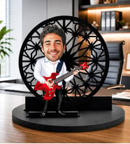 Kişiye Özel Karikatür Biblo – Fotoğrafa Özel Gitarist Tasarımı, Müzisyen ve Gitarist Hediyesi Dekoratif Biblo