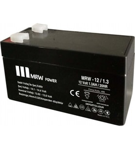 Mervesan Mrw-12/1.3 12VOLT 1.3 Amper Kuru Tip Akü (Siyah - Beyaz)