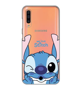 Samsung Galaxy A70 Uyumlu We Love Stitch Desenli Şeffaf Telefon Kılıfı