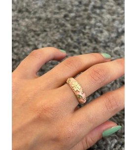 Pembe Mineli Çiçek Yüzük