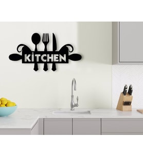 BK Home Kitchen Ahşap Duvar Süsü (Siyah)