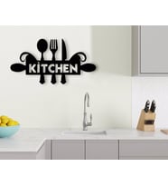 BK Home Kitchen Ahşap Duvar Süsü (Siyah)