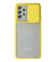 Durukar® Samsung Galaxy A52 Kılıf Palm Buzlu Kamera Sürgülü Silikon - Sarı