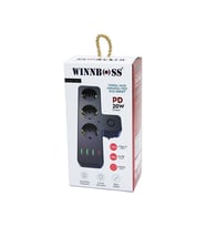 SİYAH TERMAL AKIM KORUMALI 3XPRİZ 3XUSB (1XTYPE-C DUVAR TİPİ PRİZ (5343)