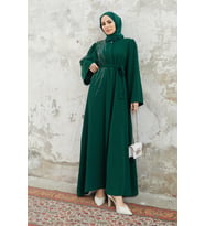Viona Taşlı Abaya - Zümrüt (Zümrüt Yeşili)