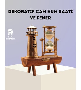 Northcity Dekoratif Ahşap Kum Saati ve Deniz Feneri Masa Süsü – Sahil Temalı Şık Dekorasyon