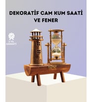 Northcity Dekoratif Ahşap Kum Saati ve Deniz Feneri Masa Süsü – Sahil Temalı Şık Dekorasyon