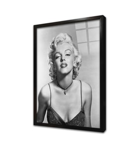 Siyah Beyaz Marilyn Monroe Çerçeveli Cam Tablo