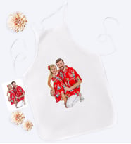 BK Gift Kişiye Özel Tam Boy Baba ve Kız Karikatürlü Beyaz Mutfak Önlüğü-1