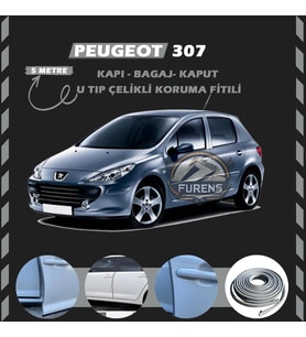 Peugeot 307 Oto Araç Kapı Koruma Fitili 5metre Parlak Gri Renk