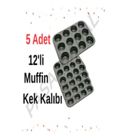 5 ADET 12’li Muffin Kek Kalıbı – Dayanıklı, Çok Amaçlı Fırın Kalıbı