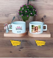 İtalyanca Öğretmeni Kupa Bardak Ahşap Altlıklı Kısa Fotoğraflı Öğretmenler Günü Hediyesi