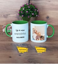 Babaanneye Hediye Kupa Bardak Yeşil Fotoğraflı Anneler Günü Hediyesi