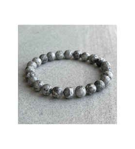 Unisex - Gri Renk Jasper Doğal Taş Padore Bileklik  Handmade