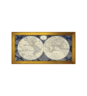 Harita Temalı Kanvas Tablo 50 x 70 cm Gold Çerçeve