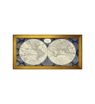 Harita Temalı Kanvas Tablo 50 x 70 cm Gold Çerçeve