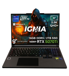 GameRaider IGNIA GR16 Intel Core i9-14900HX 16GB DDR5 2TB SSD RTX 5070Ti 12GB 140W 16 inç 2.5K QHD+ 300Hz W11 Home Gaming Laptop