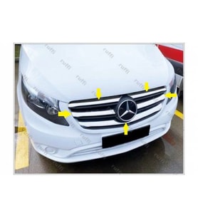 Mercedes Vito W447 Krom Ön Panjur 5 prç 2020 ve üzeri GENİŞ MODEL P.Çelik