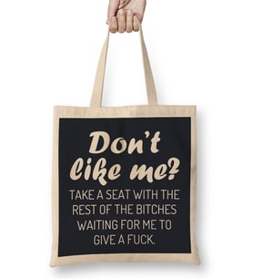 Don t Like Me Angsty Slogan Bez Çanta Uzun Saplı