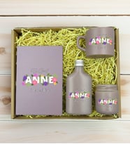 BK Gift Kişiye Özel İsimli DTF Anne Temalı Mat Gri Defter & Kahve Fincanı & Kolonya & Mum Hediye Seti-3, Anneye Hediye, Anneler Günü Hediyesi