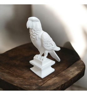 Dekoratif Papağan Heykeli - Altın ve Beyaz Renk Seçenekleri - Ev ve Ofis Dekorasyonu 10x9x4 cm (Pamuk Beyaz)