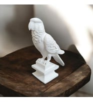 Dekoratif Papağan Heykeli - Altın ve Beyaz Renk Seçenekleri - Ev ve Ofis Dekorasyonu 10x9x4 cm (Pamuk Beyaz)