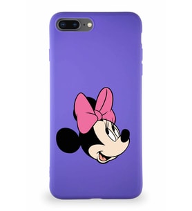 Apple iPhone 7 Plus Soft Premier Kapak Minnie Mouse-A Tasarımlı Silikon Kılıf - Mor (Şeffaf)