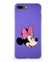 Apple iPhone 7 Plus Soft Premier Kapak Minnie Mouse-A Tasarımlı Silikon Kılıf - Mor (Şeffaf)