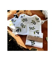 6 Lı Zeytin Yemek Peçetesi Seti,el Boyalı Peçeteler,zeytinli El Baskılı Kumaş Peçeteler