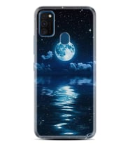 Samsung M21 M22 M23 M30 M31S M32 Kılıf Desenli Silikon Night Moon 1133