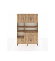 Arges Dolap 10 Raflı Tek Çekmeceli 6 Kapaklı 132x30x195 Çam-Çam/Çam