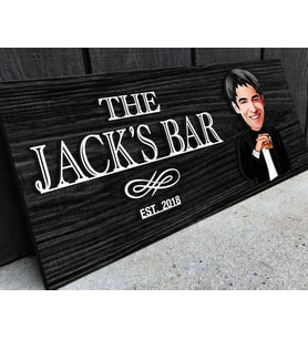 BK Gift Kişiye Özel Karikatürlü Kabartma Tasarım Siyah(Ebony) Ahşap Bar Tabelası, Home Bar Tabela, Rustik Ev Dekorasyonu, Duvar Dekoru-2