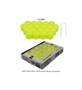 Bijon Kapağı Düz 19 Mm Fosfor Sarı 20 Li Set