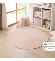 Ocean Home Textile Yıkanabilir Pembe Kırçıllı Pamuklu Halı Kilim Ø 120 cm