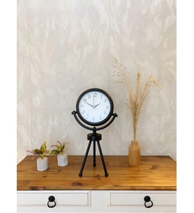 Siyah Metal Mini Tripod Masa Saati 45×26 cm