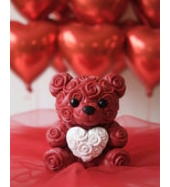 3D Baskı Kalpli Ayıcık 10Cm Romantik Masaüstü Dekor
