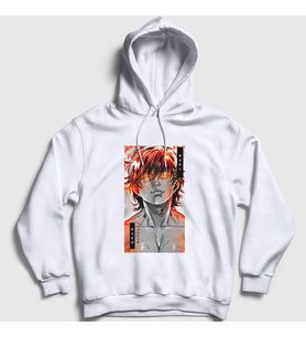 Presmono Unisex Beyaz Fire Anime Hanma Baki Kapüşonlu Sweatshirt 317647tt