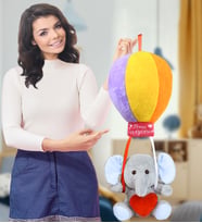 OYUNCAK AYICI RENGARENK UÇAN BALONLU FİL  (%100) YERLİ (Mavi)