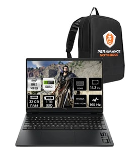 HP Hyperx Omen 15 Core I7 14650HX RTX5060 8gb 32GB Ram 1tb SSD 15.3" Fhd+ 165Hz Freedos D2RC3EAPN318 Gaming Laptop + Per4 Çanta
